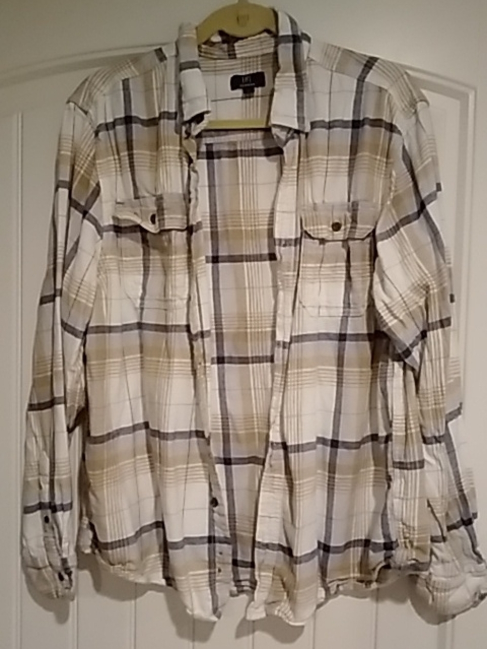 George Beige and Cream Plaid Shirt